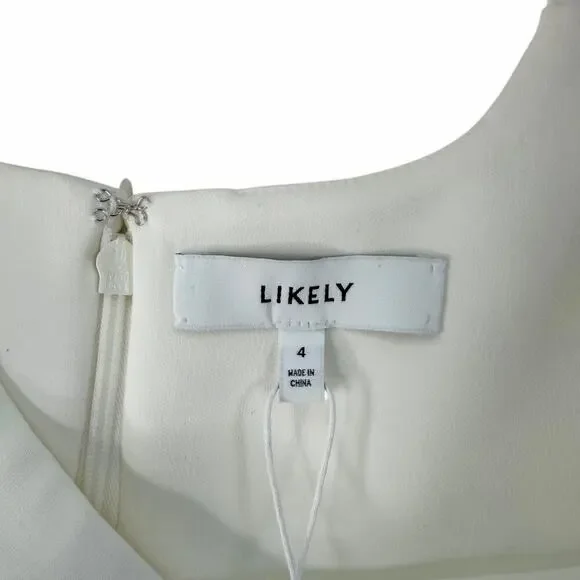 New Likely Cameron Feather Trim Crystal Embellished Minidress Size 4 - Picture 4 of 10